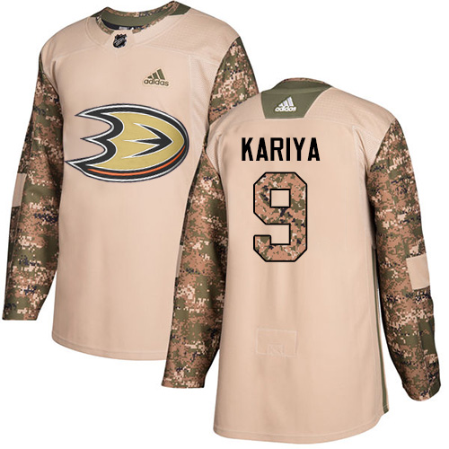 Adidas Ducks #9 Paul Kariya Camo Authentic Veterans Day Stitched NHL Jersey